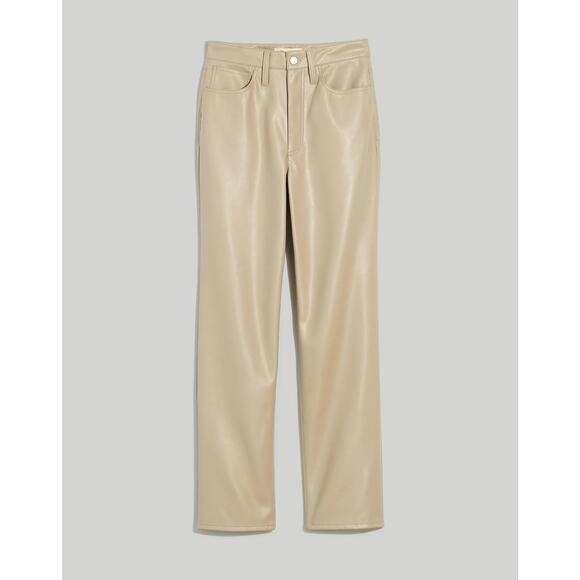 NWT The Perfect Vintage Straight Jean Faux Leather Pumice Beige Sz 30 High Rise - Picture 1 of 16